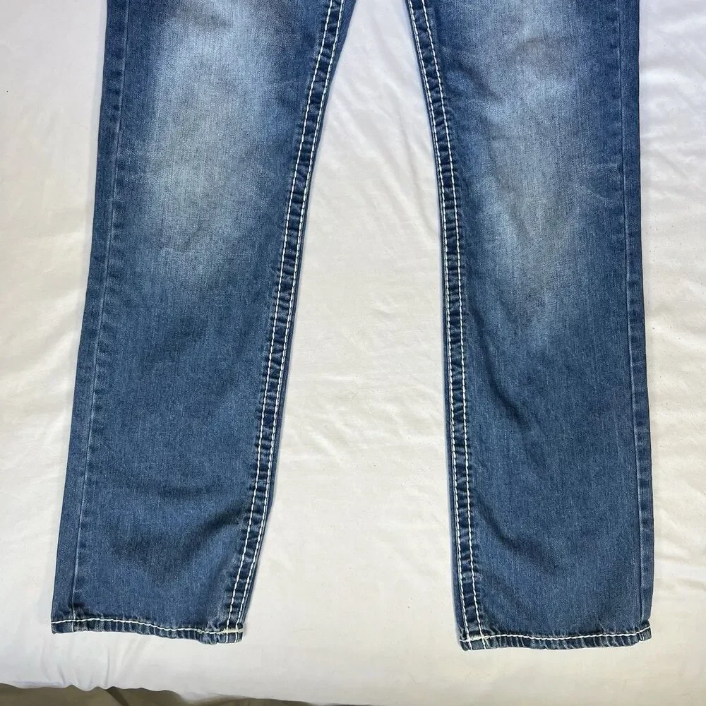 True Religion Billy Super T Jeans Mens Tag 34 (36x35) Bootcut USA White Stitch